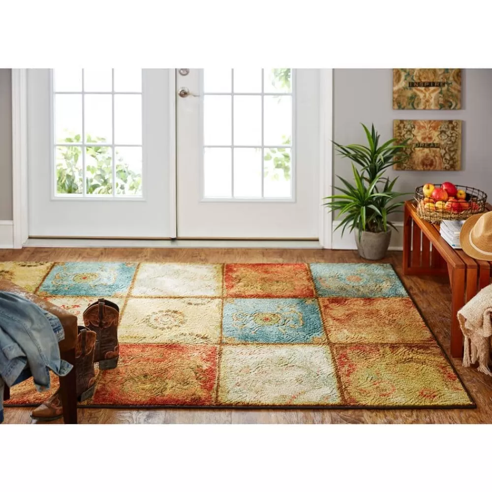Artifact Panel Multi 3 Ft. X 4 Ft. Machine Washable Patchwork Area Rug By Mohawk Home | * Flash Sale