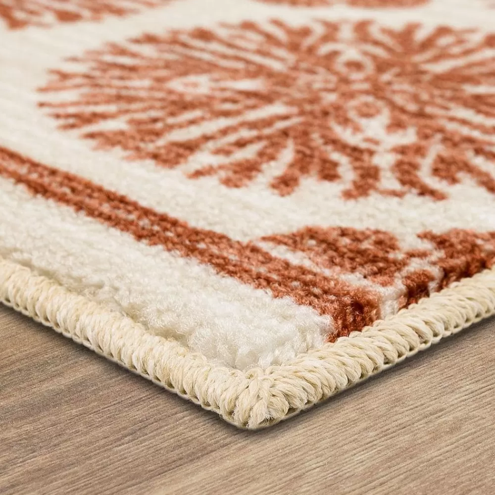 Coral Medallion Spice 1 Ft. 8 In. X 2 Ft. 10 In. Medallion Machine Washable Area Rug By Mohawk Home | * Store