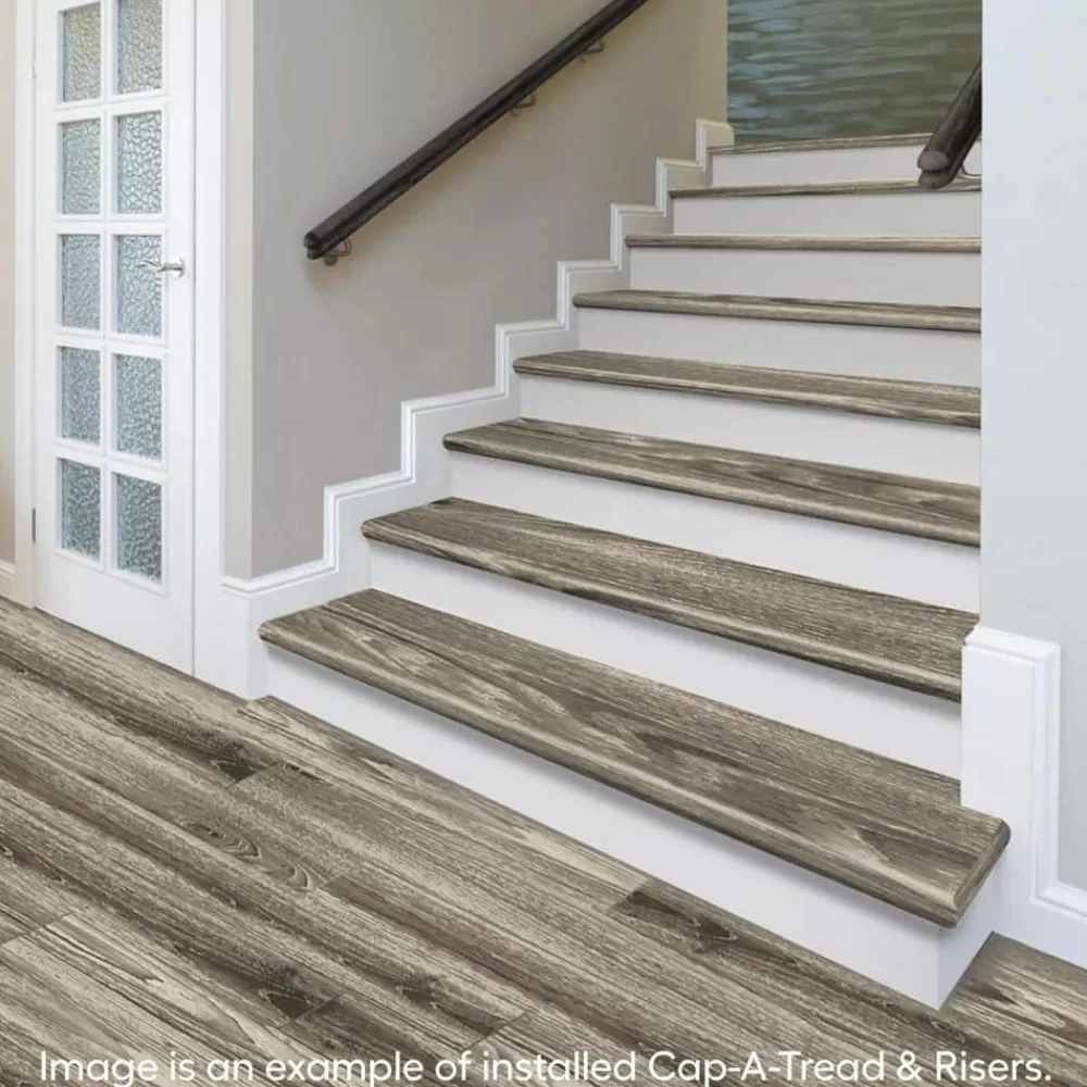 Dowden Gray Oak Stair Tread & Reversible Riser Kit 47 In. L X 12-1/8 In. W X 1-11/16 In. T To Cover Stairs 1 In. By Cap A Tread | * Best