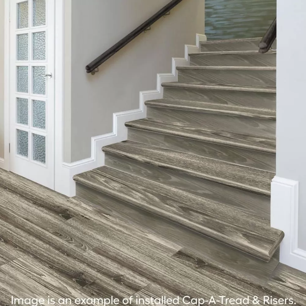 Dowden Gray Oak Stair Tread & Reversible Riser Kit 47 In. L X 12-1/8 In. W X 1-11/16 In. T To Cover Stairs 1 In. By Cap A Tread | * Best