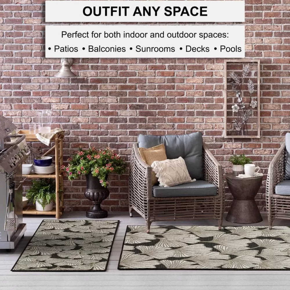 Harbour Blossoms Dark Grey 8 Ft. X 10 Ft. Floral Indoor/Outdoor Area Rug By Mohawk Home | * Outlet