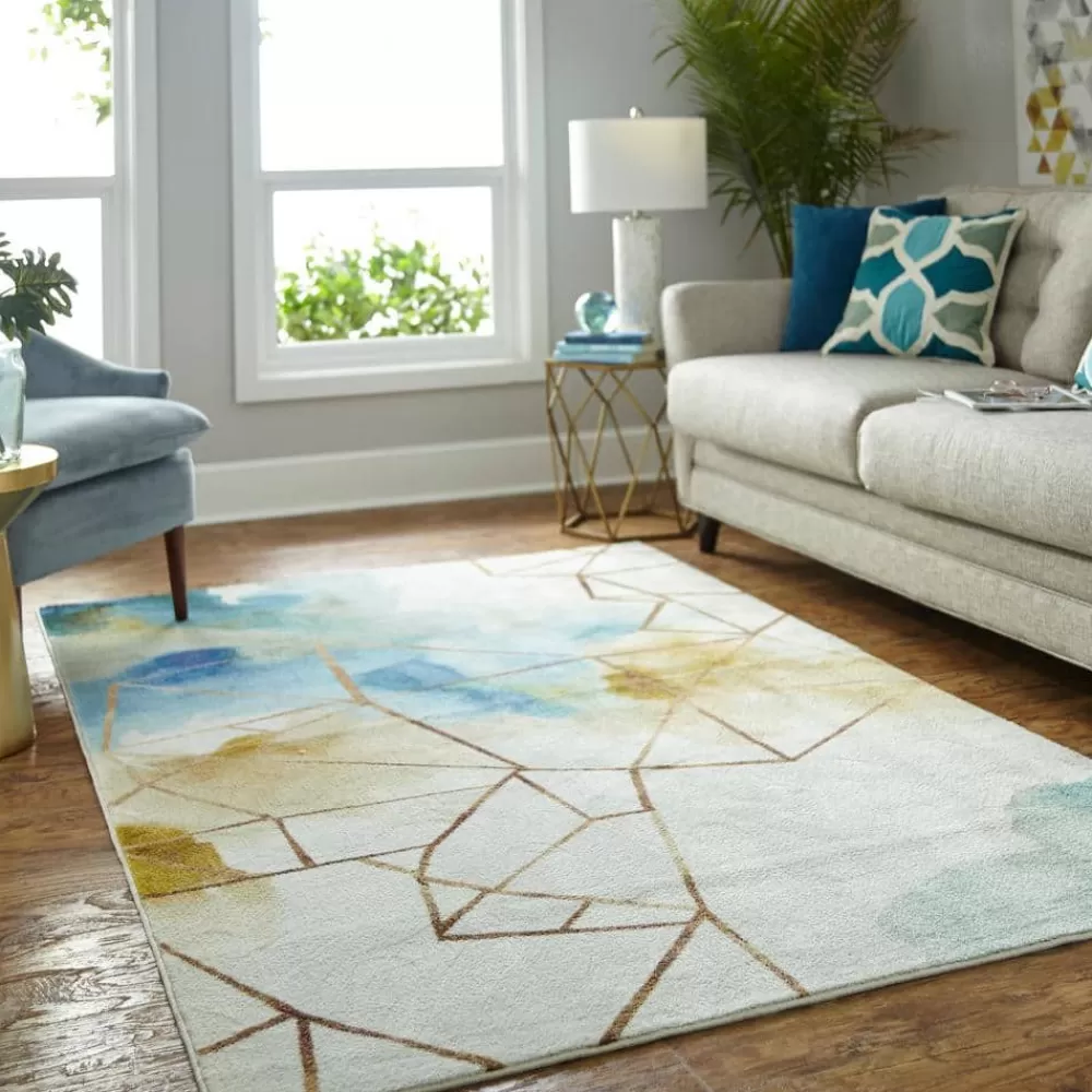 Illusion Water Cream 10 Ft. X 14 Ft. Abstract Area Rug By Mohawk Home | * Discount