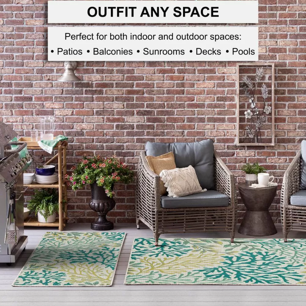 Lagoon Teal 10 Ft. X 13 Ft. Indoor/Outdoor Area Rug By Mohawk Home | * Sale