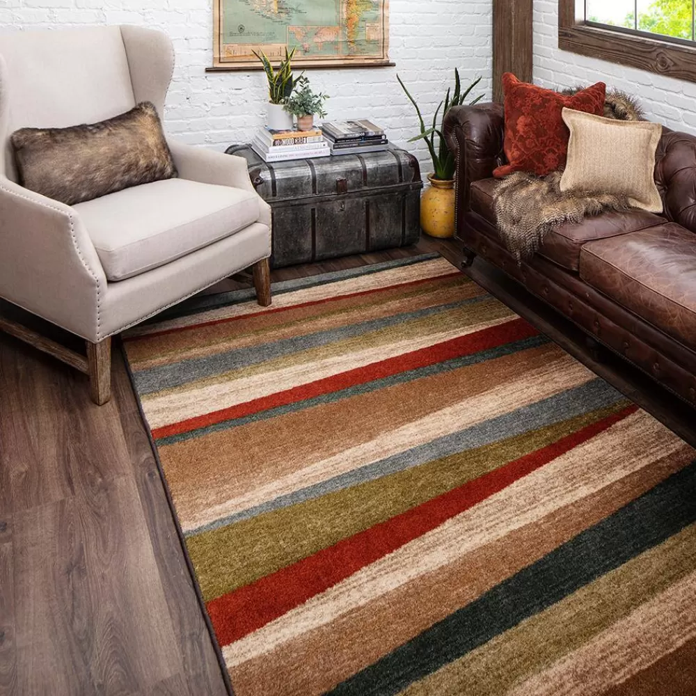 Mayan Sunset Sierra 5 Ft. X 8 Ft. Striped Area Rug By Mohawk Home | * Flash Sale