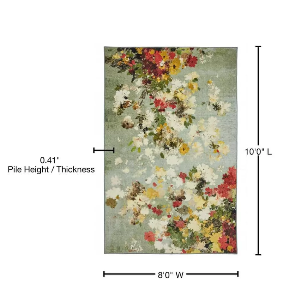 Merging Floral Green 8 Ft. X 10 Ft. Floral Area Rug By Mohawk Home | * Best