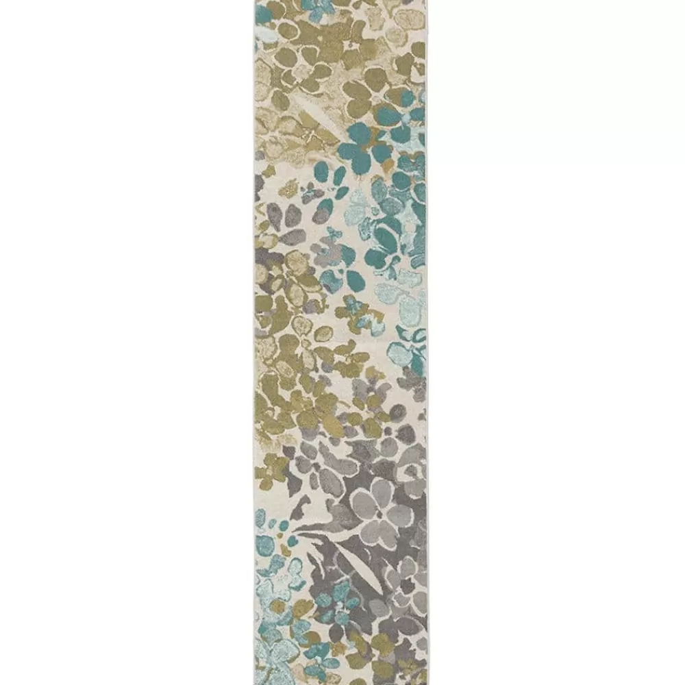 Radiance Aqua 1 Ft. 8 In. X 6 Ft. Machine Washable Floral Runner Rug By Mohawk Home | * Discount