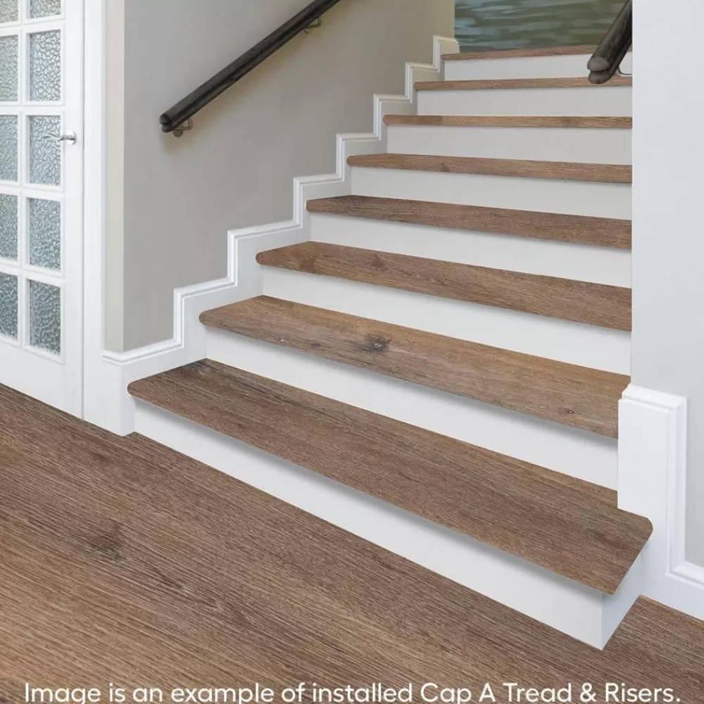Seed Lake Hickory Vinyl Overlay Stair Tread And Reversible Riser Kit 47 In. L X 12-1/8 In. W X 2-3/16 In. T By Cap A Tread | * Store
