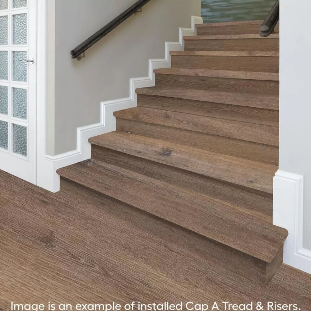 Seed Lake Hickory Vinyl Overlay Stair Tread And Reversible Riser Kit 47 In. L X 12-1/8 In. W X 2-3/16 In. T By Cap A Tread | * Store