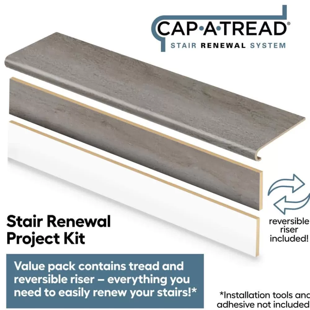 Turn Gris 1-11/16 In. T X 12-1/8 In. W X 47 In. L For Stairs 1 In. T Stair Tread And Reversible Riser Kit By Cap A Tread | * Flash Sale
