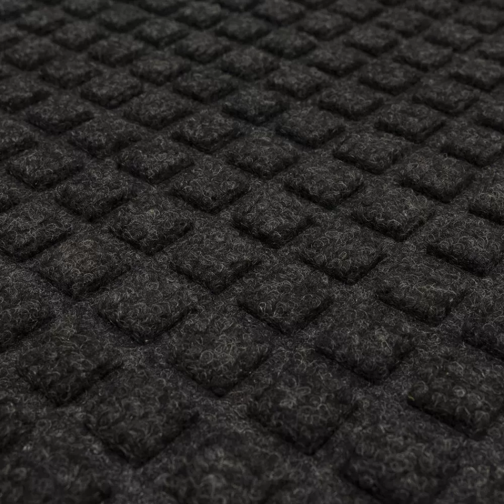 Waffle Grid Impression Onyx 18 In. X 30 In. Recycled Rubber Indoor/Outdoor Door Mat By Mohawk Home | * Sale