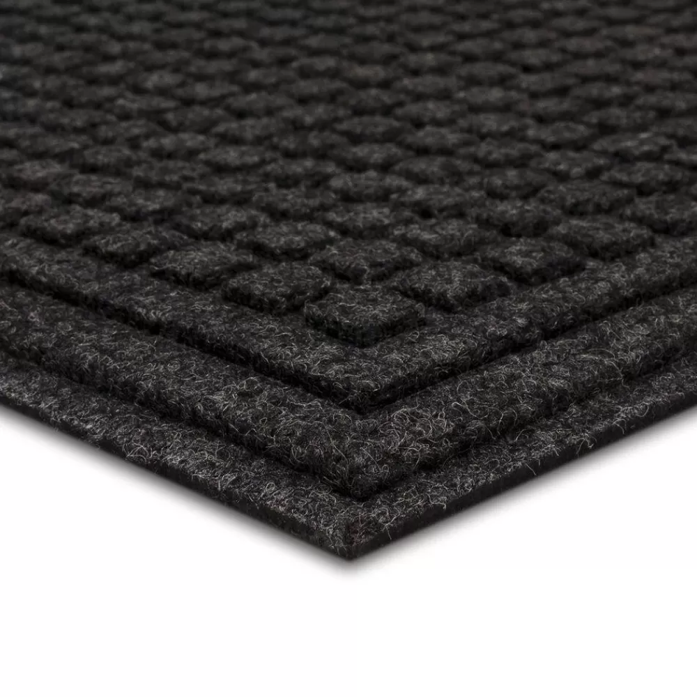 Waffle Grid Impression Onyx 24 In. X 36 In. Recycled Rubber Indoor/Outdoor Door Mat By Mohawk Home | * Flash Sale