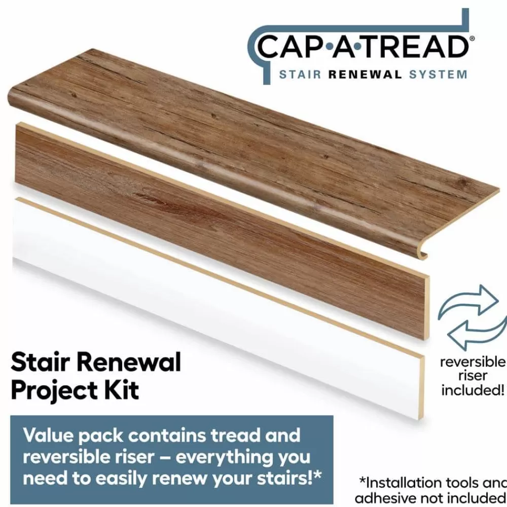 Walton Oak Stair Tread And Reversible Riser Kit 47 In. L X 12-1/8 In. W X 1-11/16 In. T To Cover Stairs 1 In. Thick By Cap A Tread | * Hot