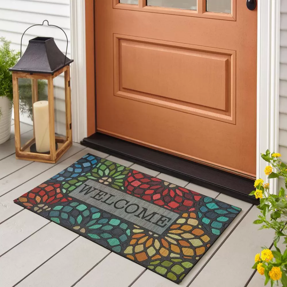Welcome Stained Glass Floret 18 In. X 30 In. Doorscapes Mat By Mohawk Home | * Discount